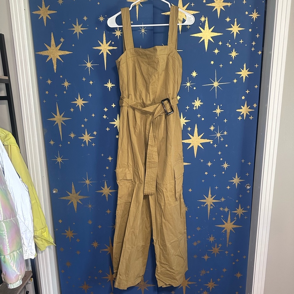 NWT Cider Cotton Mid Rise Utility Jumpsuit with Belted Waist L - Picture 5 of 12